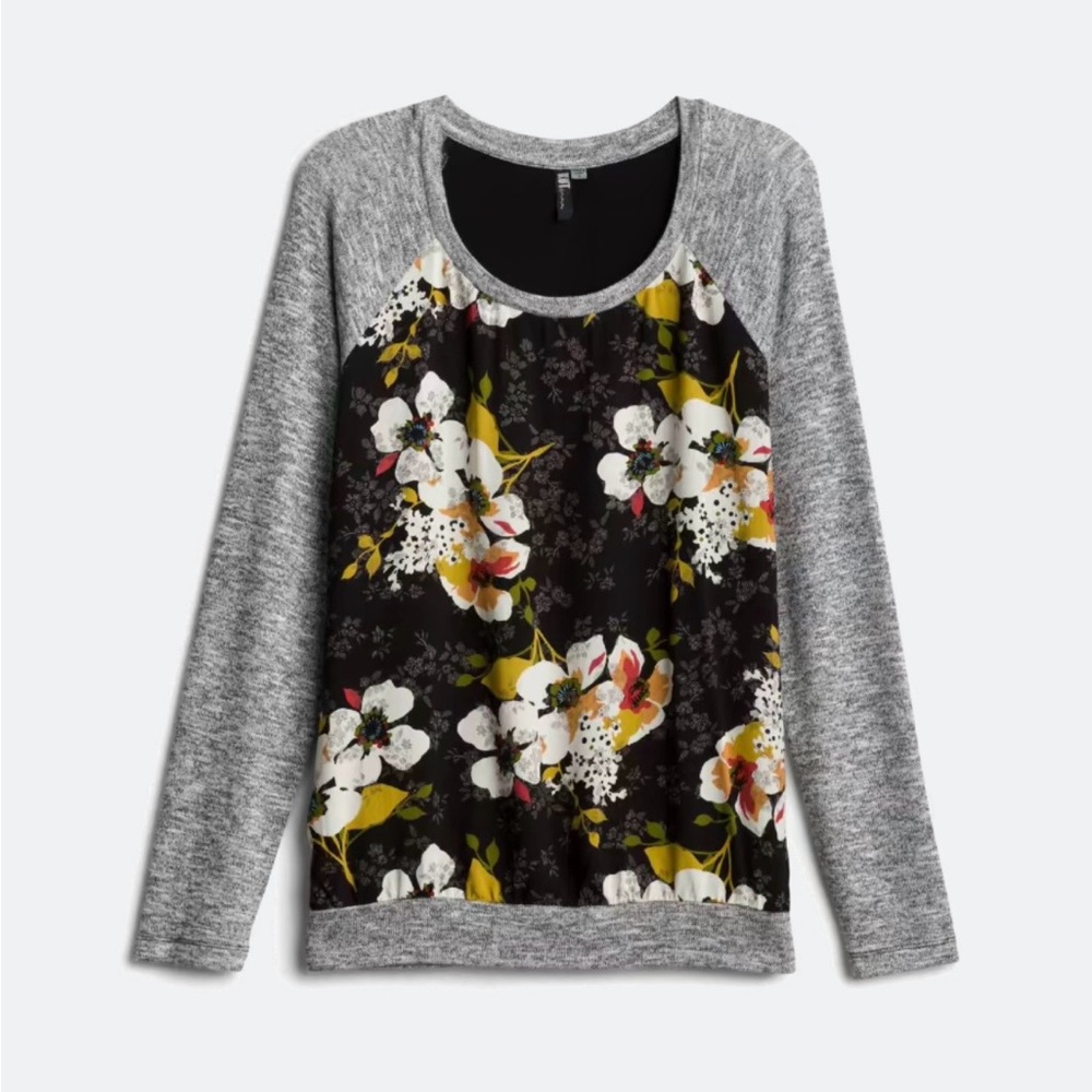 Kut from the Kloth Black and Gray Patterned Top